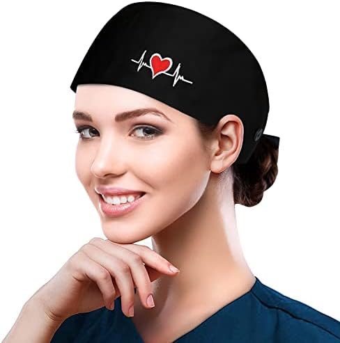 Produktbild von SATINIOR 4er-Pack Bedruckte Turban-Hauben – Verstellbar Mit Schnalle, Schweißband – Für Beauty- Und Pflegekräfte