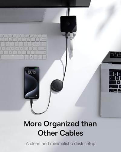 Câble USB C, 60 W PD 5 A QC 4.0, mini, de charge rapide, rétractable, USB C vers USB C, longueur préréglée à 4 niveaux, pour iPhone 15, Samsung, iPad, facile à ranger, portable
