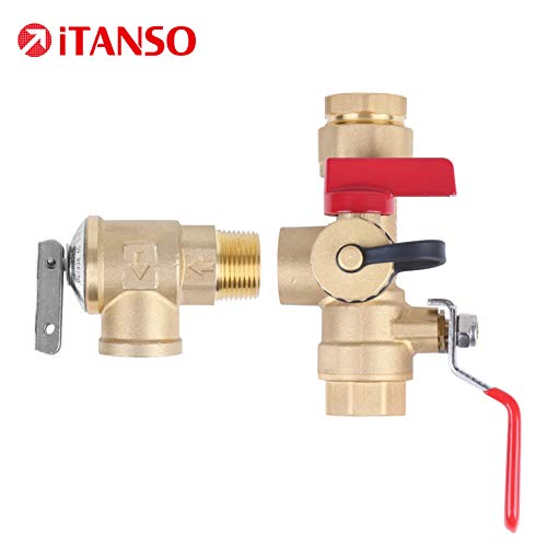 iTANSO 3/4-Inch IPS Isolator Tankless Water Heater Service Valve Kit with Clean Brass Construction