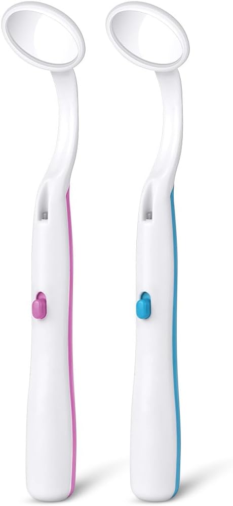 ACWOO Dental Mirror with Light 2PCS LED Mouth Inspection Mirror Anti Fog