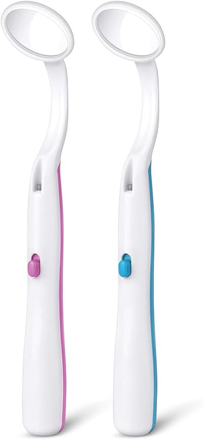 ACWOO Dental Mirror with Light 2PCS LED Mouth Inspection Mirror Anti Fog