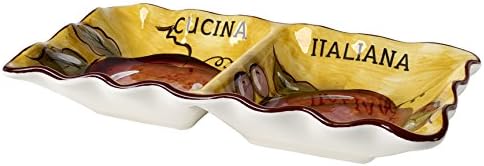Classic Cucina Italiana Ceramic 2 Section Appetizer Serving Dish Fruit Honey Decor