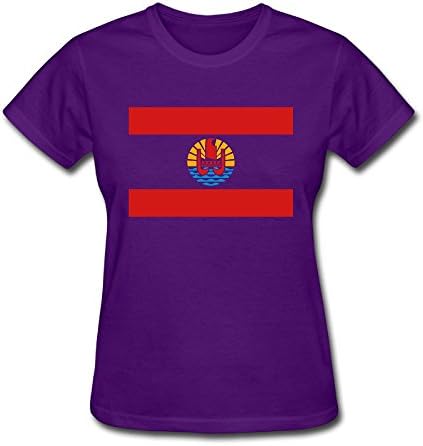 Fengzedid French Polynesia Women's Short Sleeve Fashion T ShirtSize L Color Purple