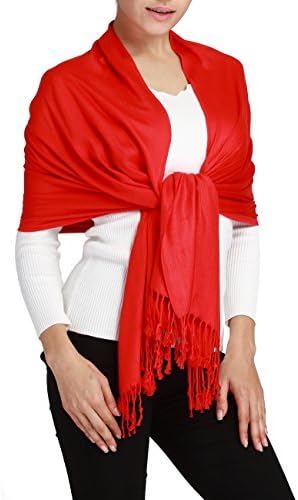 Butterfly Rose Silky Soft Solid Premium Pashmina Shawl Wrap Scarf Stole 78"x 29" (Red)