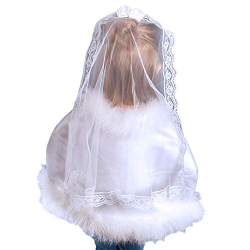 Girls First Communion Veils | Confirmation Christening Veils | Floral and Bright Headpieces | Catholic Children Veils | Christian Apparel (Two White Flowers)