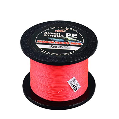 LPATTERN Angelschnür- 500M 4-Fach PE Angeln Geflochtene Schnüre, Rot, 0.8/0,14mm/ 6,8kg