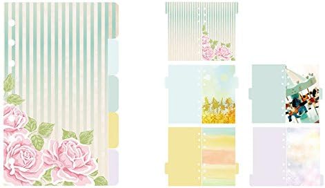 DDAYUP Floral Category Page Day Planner Divider Index Page Tab Cards Notebook Accessories, Match for A5 6-Holes Ring Binders/Planners Notebook/School Stationery, 5 Sheets/Set