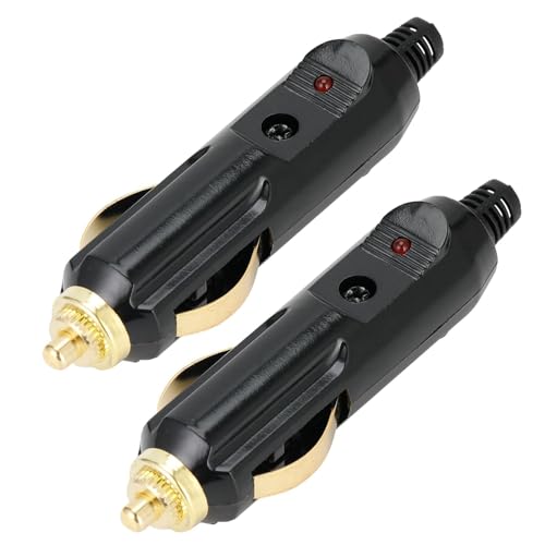 2 x 12 V Male Cigarette Lighter Sockets, 12 V Male Cigarette Lighter Socket with 20 A Fuses and LED Indicator, Universal Connector for Car, Air Pump, Motorcycle, Truck, Boat, Car Accessories