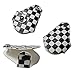 iJDMTOY (1 Black White Checkered Pattern Real Leather Key Fob Cover Holder for 2008-up Mini Cooper R55 R56 R57 R58 R59 R60 R61 F55 F56