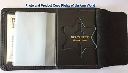 6 Point Ball Tip Bi-Fold Leather Badge Wallet Holder (No Money) Section Single ID Window Credit Cards LASD Police Sheriff Parole Probation Security - Sold by Uniform World