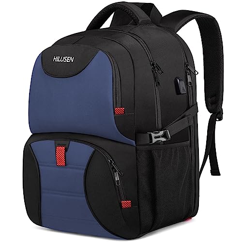Hilusen Groß Rucksack Herren 50L,Arbeit Rucksack Laptop Rucksack Mit Laptopfach &Amp; Anti Diebstahl Tasche,17 Zoll Schulrucksack Mit Usb Ladeanschluss Business Notebook Tasche Für Männer Blau
