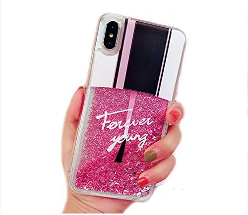 Skydume iPhone Xs Max Case,Glitter Liquid Women Case Flowing Floating Quicksand Bling Sparkle Rhinestone Diamond Luxury Pretty Protective Girls Case Cover for iPhone Xs Max,Nail Polish
