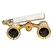 HQRP Opera Glasses White-Pearl with Gold Trim w/Built-in Extendable Handle w/Crystal Clear Optics (CCO) in HQRP Gift Box