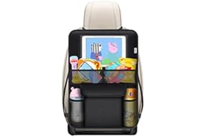 MEOLSAEK Kick Mats Back Seat Protector, 1Pc Waterproof Oxford Seat Back Protector, Car Seat Back Protector for Kids, Back of Seat Protector for Kids Feet Car Seat (with Table Pocket-1pcs)