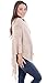 Simplicity Ponchos For Women Batwing Knitted Tassel Sweater Pashmina Shawl Khaki