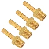 Hose Fitting, SUNGATOR Brass Hose Barb Fitting, Adapter, 1/4" Barb x 1/4" NPT Male Pipe (4-Pack)