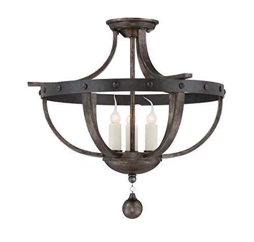 Savoy House 6-9540-3-196, Alsace 3-Light Semi-Flush, Reclaimed Wood