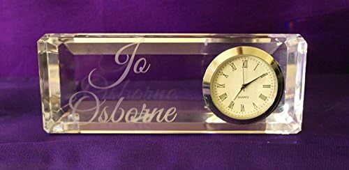Engraved Crystal Desk Clock