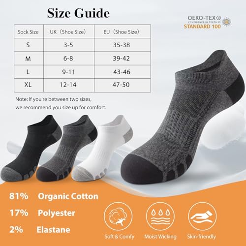 YouShow Cotton Trainer Socks 10 Pairs, Ankle Sports Socks for Men & Women Anti-Blister