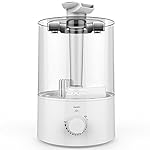 OXA 4L Cool Mist Humidifier with Large Capacity, Ultrasonic Air Humidifiers for Bedroom, Classic Dial Knob Control, Two 360° Rotatable Mist Outlets, and Automatic Shut-off (Gray)