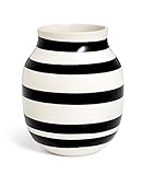 Kahler Omaggio Ceramic Vase - Height 200mm (7.9 In.) Diameter 165mm (6.5 In.) - Handmade Faience (White / Black)