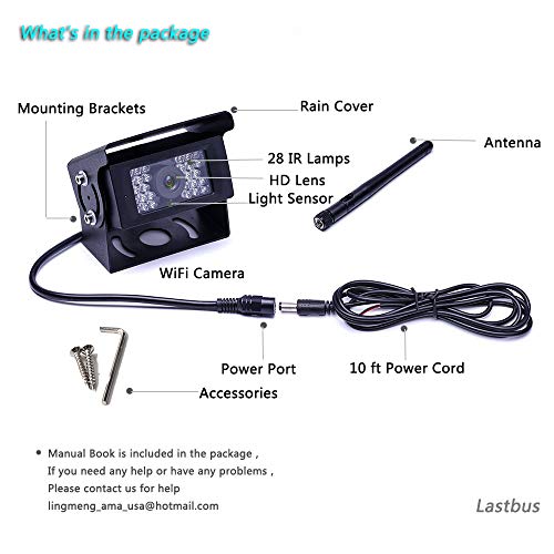 Wireless Backup Camera, LASTBUS Night Vision Wide View Angle IP69