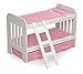 Badger Basket Doll Bunk Bed with Ladder & Storage Baskets (fits American Girl Dolls), Pink/White