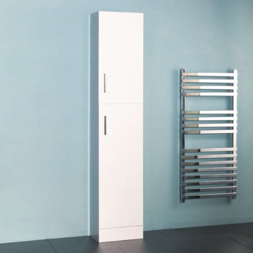 Bathroom Tall Storage Unit White Modern Design Higloss