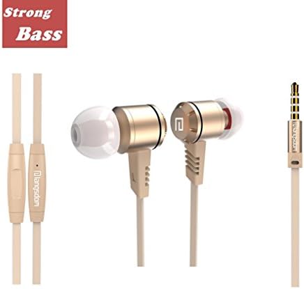 Earbuds with Microphone,Noise Cancelling in Ear Headphones with Deep Bass Metal Earphones(Gold)