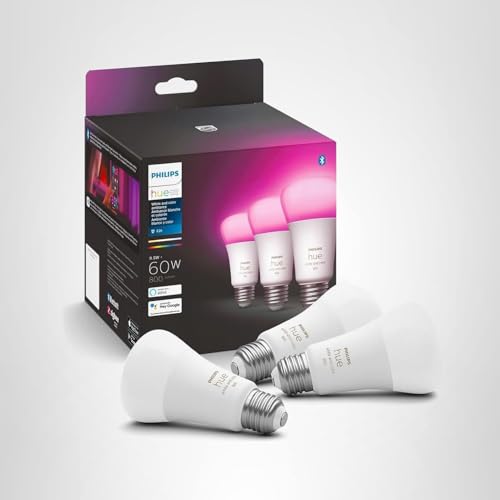 Philips Hue A19 LED Smart Light Bulb - White and Color Ambiance - 60W Indoor Light Bulb - Control with Hue App - Works with Alexa, Google Assistant and Apple Homekit - 3 Pack - View 9