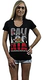 Shop4Ever® California Republic Beach Palm Tree Women V Neck T shirt California Clothing SLIM FIT