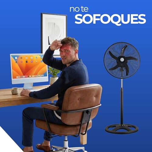 Ventilador de Pedestal, Set de 2 Piezas, Ventilador de 18 Pulgadas con 3 Velocidades, Oscilante, Altura Ajustable, Motor 55W, Facil Armado | Ecomlab