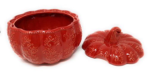 Temp-tations 4 qt Soup Tureen with Lid - Embossed Pumpkin, (Floral Lace Spice) - Thumbnail 2