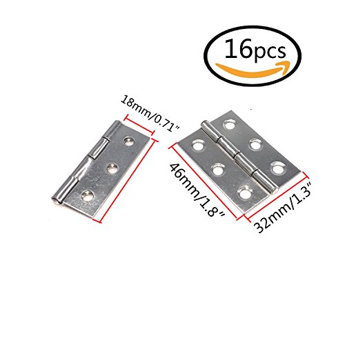 SpeedDa 2 inch 16Pcs Cupboard Cabinet/Home Furniture Hardware Door Folding Butt Hinges Silver Tone