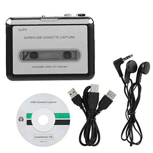 WUBAILI Lettore di Cassette Digitale Portatile, USB Audio Music, Cassette Tape to MP3 Converter Capture Audio Music…