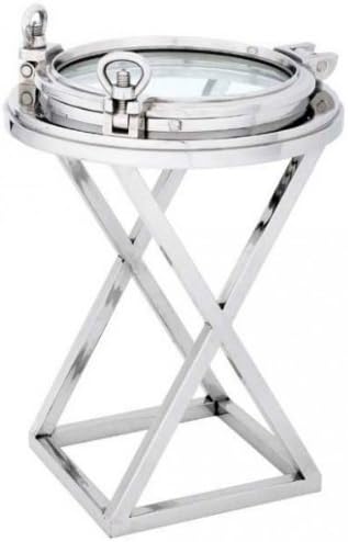Casa Padrino designer floral table porthole Mod3 Silver Height: 83 cm, diameter 58 cm - stainless steel table - side table Nickel Finish quality