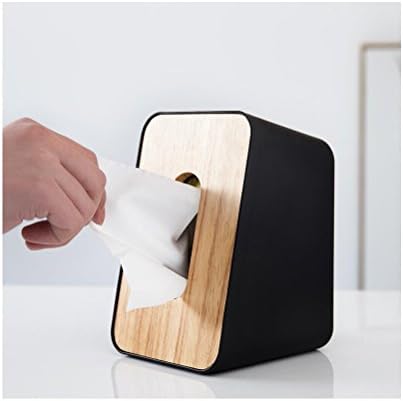 mioilili Wooden cover Facial Tissue Dispenser Box Cover Holder for living Room Decorative Napkin Holder Rectangle Napkin Organizer for Bathroom Kitchen and Office Room Toilet Paper Box Holder (Black)