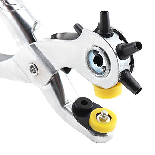 ChgImposs Leather Hole Punch Tool with Eyelets, 6 Sized Heavy Duty Revolving Leather Belt Holes Rivets Punch Hand Pliers Tool