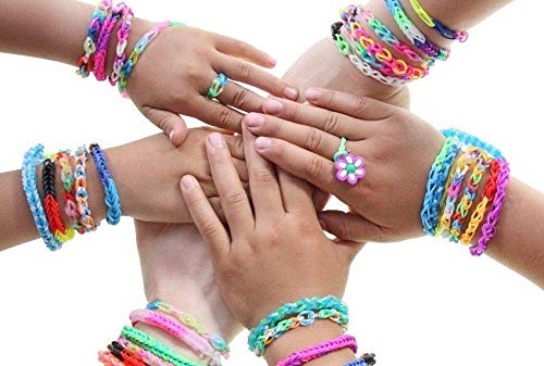 3700+ Rainbow Rubber Bands Glow in The Dark Set Included: 3600+ Premium Quality Loom Bands in 6 Colors + 100 S-Clips + 15 Lovely Charms + 6 Crochet Hooks, No Loom Board Included.