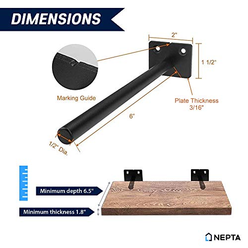 Floating Shelf Brackets Hardware 4 pcs 6 Inch Hidden Bracket for Wood