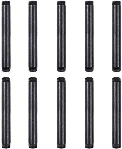 GOOVI 1/2 Inches x 6 Inches Black Malleable Steel Pipe Fitting, 1/2 Inches Black Pipe Threaded Pipe Nipples, Build Vintage DIY Shelving Steampunk Furnitur, 10 Pack.