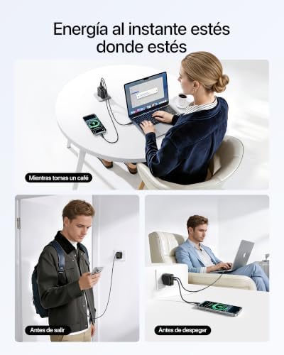 Enerfill - Carregador USB C de 3 portas GaN6 de 70W - Fonte de alimentação compacta para MacBook Air, iPhone 17/16/15 Pro MAX, iPad Pro, Galaxy S25/S24, Pixel, portátil e mais