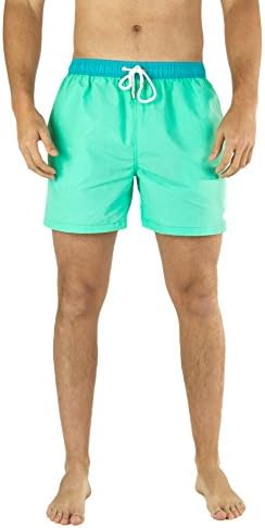 Mens Swim Trunks - Comfortable Quick Dry - Retro - Swimming Trunks - Swim Shorts - Seafoam (Medium)