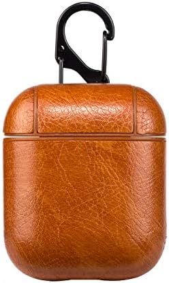 Abby Girls AirPods Leather Case,Classic Series Protective Shockproof Cover Genuine Leather for Apple AirPods Support Wireless Charging (Front LED Not Visible)