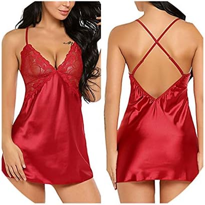 Sexy Lingerie Lace Women's Satin Silk Sleepwear Pajamas Lingerie Sexy Hot Erotic Nightdress Underwear