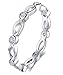 BORUO 925 Sterling Silver Ring, Cubic Zirconia CZ Eternity Engagement Wedding Band Ring Size 7