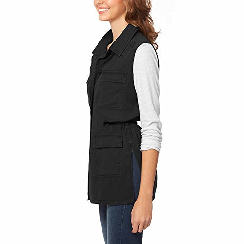 Buffalo David Bitton Ladies Lightweight Military Vest w Adjustable Waistline (XX-Large, Black)