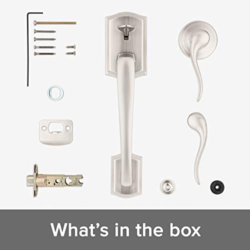 Kwikset Prescott Front Door Handle with Interior Tustin Lever Featuring