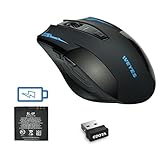 EDOTA 2.4G Professional Rechargeable Wireless Gaming Mouse Mice with 6 Button Adjustable DPI 800/1600/2400 for Gamer Mac PC Computer (black)
