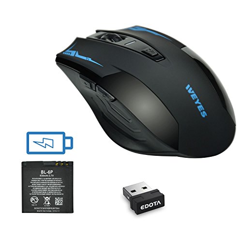 EDOTA 2.4G Professional Rechargeable Wireless Gaming Mouse Mice with 6 Button Adjustable DPI 800/1600/2400 for Gamer Mac PC Computer (black) EDOTA 2.4G Professional Rechargeable Wireless Gaming Mouse Mice with 6 Button Adjustable DPI 800/1600/2400 for Gamer Mac PC Computer (black)